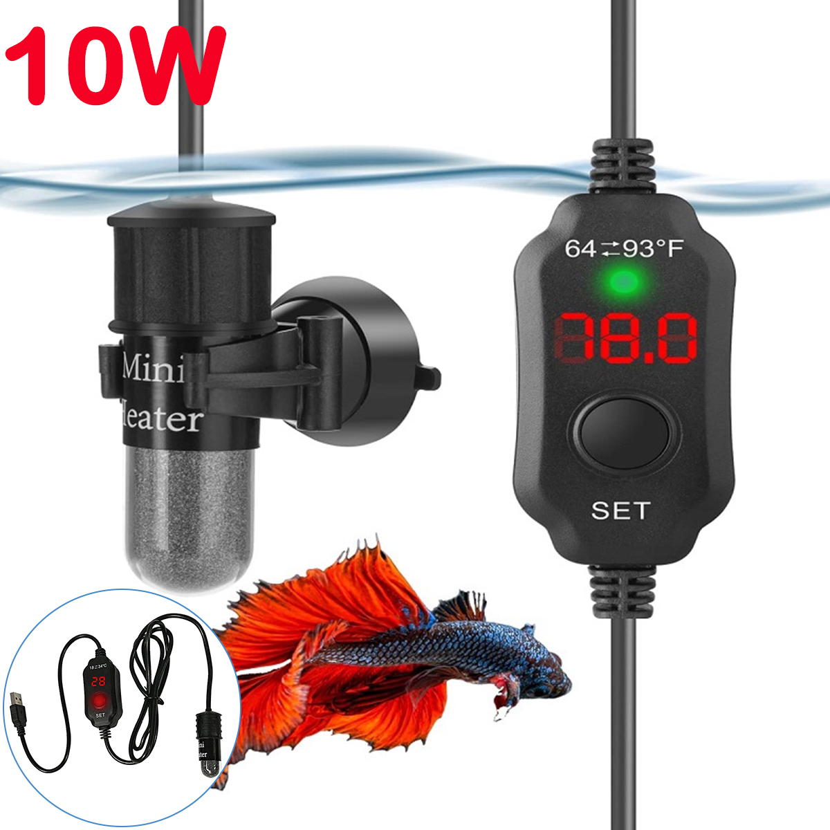 Marine Aquarium Nano - Varilla calefactora de acuario ajustable de